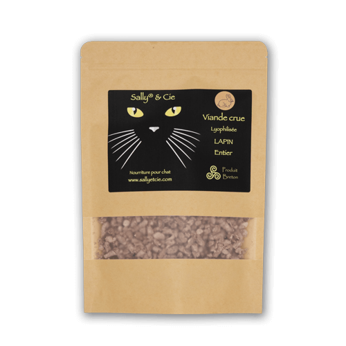 Lapin entier 100g croquettes barf chat