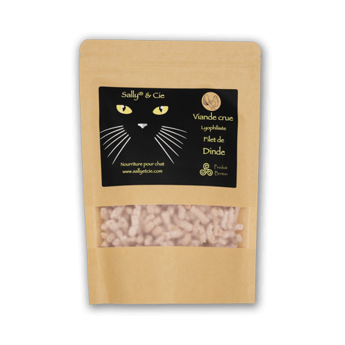 filet dinde 100g croquettes barf chat